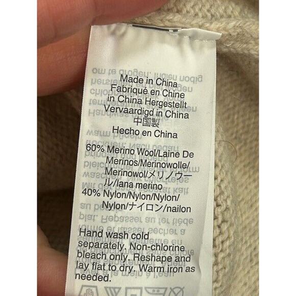 Madewell Womens Sweater Dress Bubble Sleeve V-Neck Knit Wool Blend Beige Size S - Picture 5 of 8